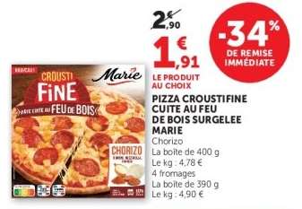 PIZZA CROUSTIFINE CUITE AU FEU DE BOIS SURGELEE MARIE