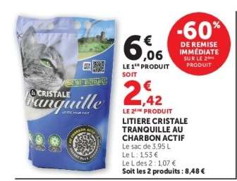 Litiere Cristale Tranquille au Charbon Actif