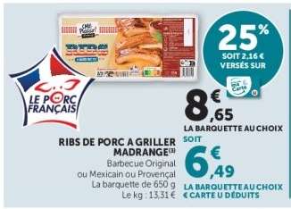 Ribs de porc à griller Madrange