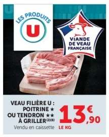 Veau Filière U : Poitrine ou Tendron à Griller