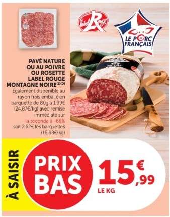 Pavé Nature ou au Poivre ou Rosette Label Rouge Montagne Noire