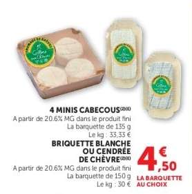 4 MINIS CABECOUS / BRIQUETTE BLANCHE OU CENDREE DE CHÈVRE