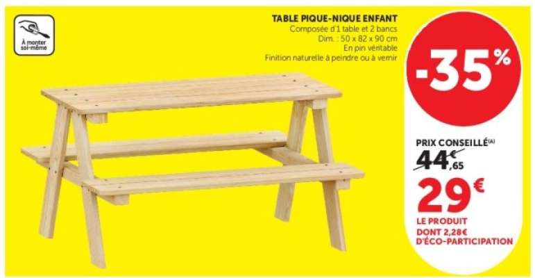 Table Pique Nique enfant
