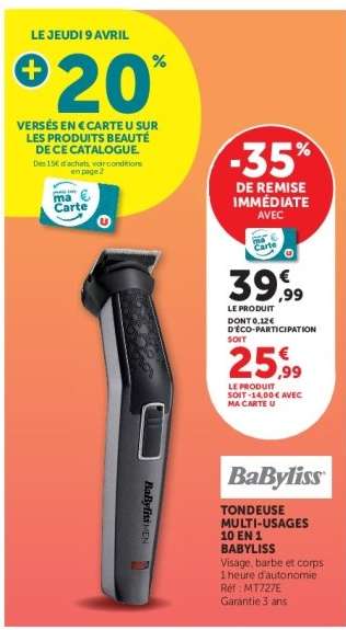 BaByliss Tondeuse Multi-Usages 10 en 1