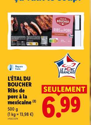 L'ÉTAL DU BOUCHER Ribs de porc à la mexicaine