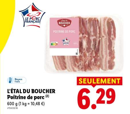 L'ÉTAL DU BOUCHER Poitrine de porc