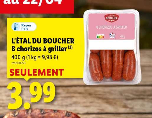 L'ÉTAL DU BOUCHER 8 chorizos à griller