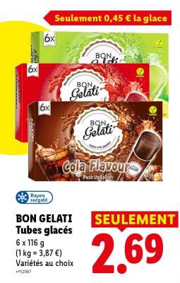 BON GELATI Tubes glacés