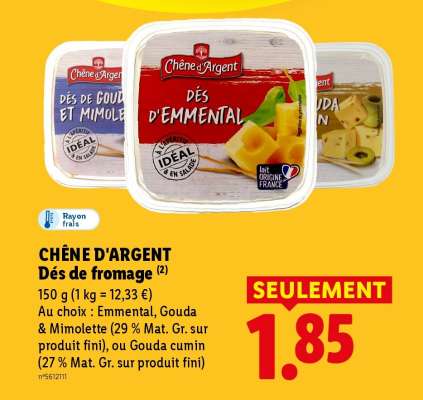CHÊNE D'ARGENT Dés de fromage