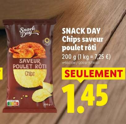 SNACK DAY Chips saveur poulet rôti