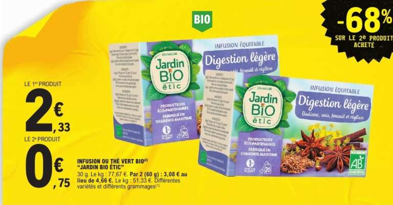 Infusion ou thé vert bio 'Jardin Bio Étic'
