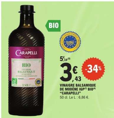 Vinaigre Balsamique De Modène Igp Bio Carapelli