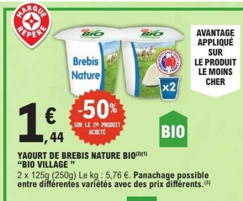Yaourt de Brebis Nature Bio "Bio Village"