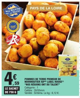 POMMES DE TERRE PRIMEUR DE NOIRMOUTIER IGP® LABEL ROUGE®