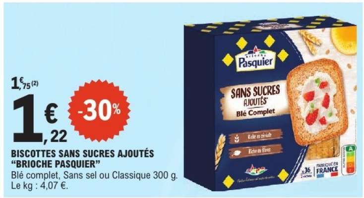 Biscottes Sans Sucres Ajoutés "Brioche Pasquier"