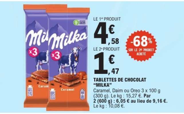 Tablettes de chocolat 'Milka'