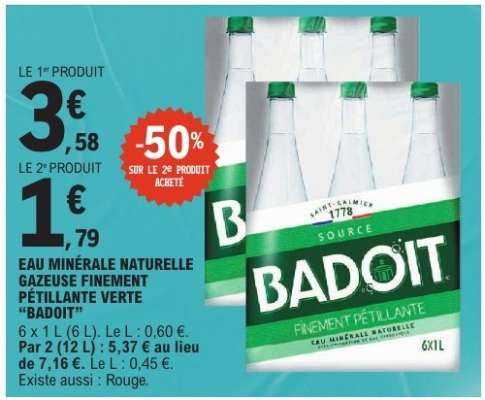 Eau Minérale Naturelle Gazeuse Finement Pétillante Verte "Badoit"