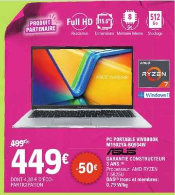 PC PORTABLE VIVOBOOK M1502YA-BQ934W