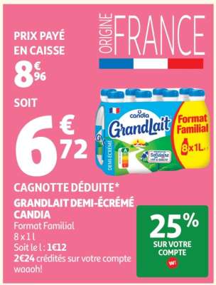 Grandlait Demi-Écrémé Candia