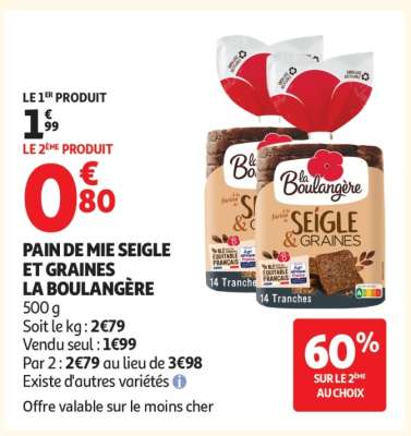 PAIN DE MIE SEIGLE ET GRAINES LA BOULANGÈRE