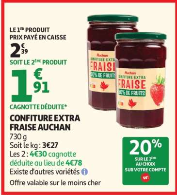 Confiture Extra Fraise Auchan