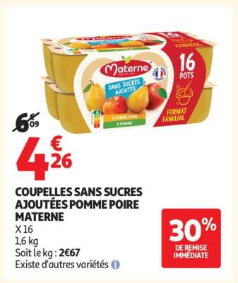 COUPELLES SANS SUCRES AJOUTÉES POMME POIRE MATERNE