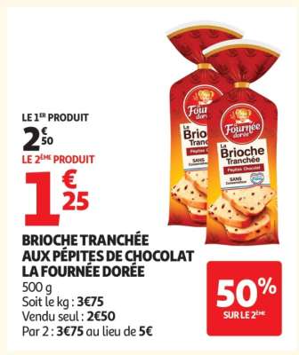 BRIOCHE TRANCHÉE AUX PÉPITES DE CHOCOLAT “LA FOURNÉE DORÉE”