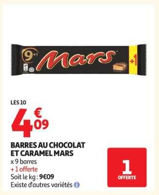 BARRES AU CHOCOLAT ET CARAMEL MARS