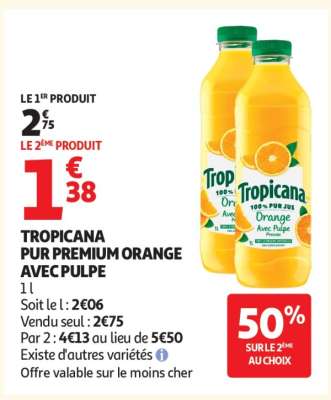 TROPICANA PUR PREMIUM ORANGE AVEC PULPE