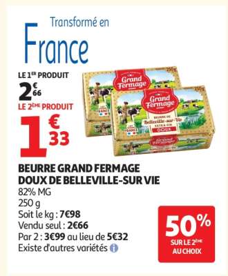 BEURRE GRAND FERMAGE DOUX DE BELLEVILLE-SUR VIE