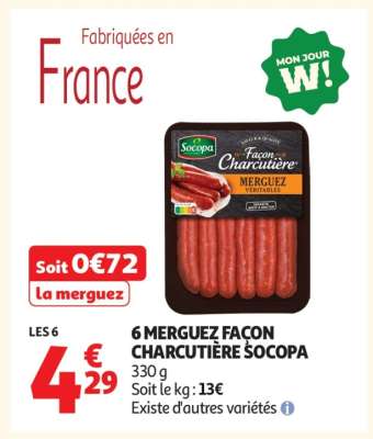 6 MERGUEZ FAÇON CHARCUTIÈRE SOCOPA