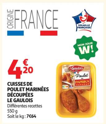 CUISSES DE POULET MARINÉES DÉCOUPÉES LE GAULOIS