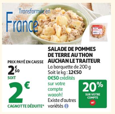 SALADE DE POMMES DE TERRE AU THON AUCHAN LE TRAITEUR