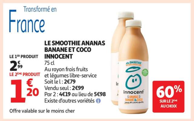 LE SMOOTHIE ANANAS BANANE ET COCO INNOCENT