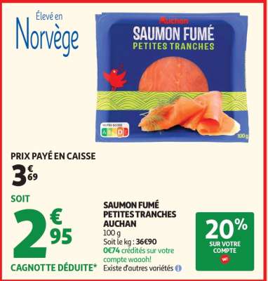 SAUMON FUMÉ PETITES TRANCHES AUCHAN