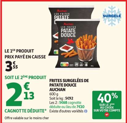 FRITES SURGELÉES DE PATATE DOUCE AUCHAN