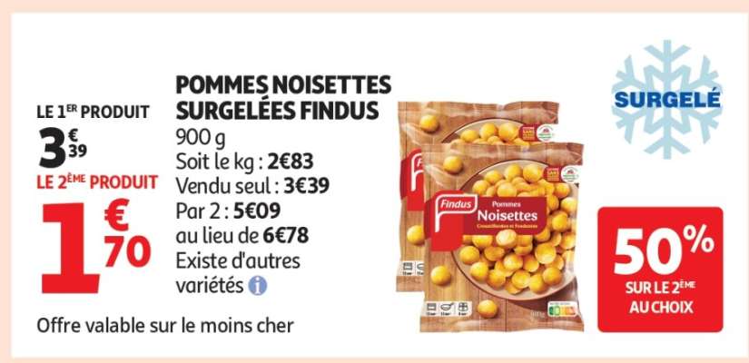 POMMES NOISETTES SURGELÉES FINDUS