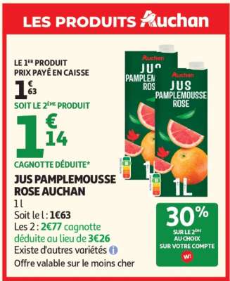 Jus Pamplemousse Rose Auchan