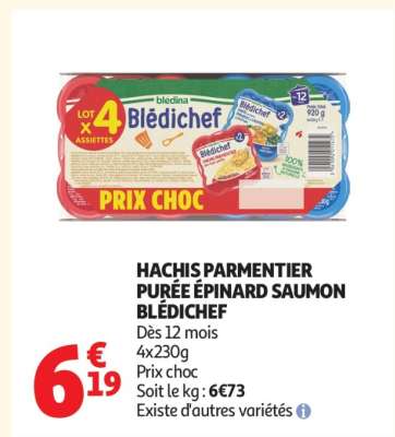 HACHIS PARMENTIER PURÉE ÉPINARD SAUMON BLÉDICHEF