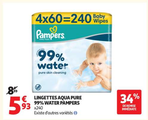 LINGETTES AQUA PURE 99% WATER PAMPERS