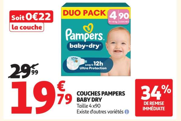 Couches PAMPERS Baby Dry