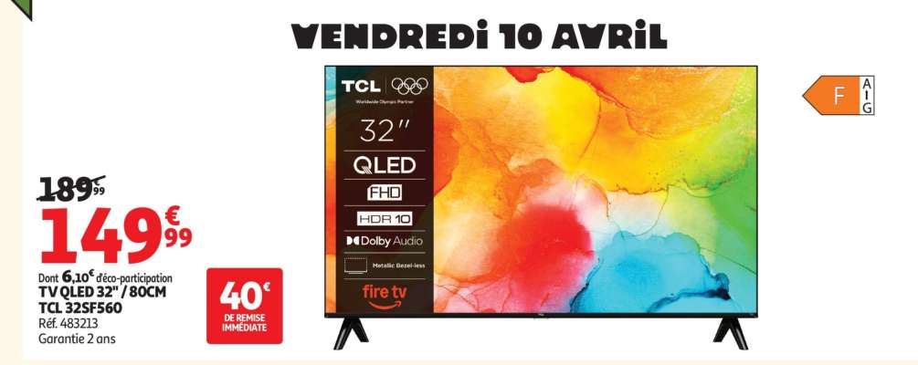 TV QLED 32" / 80CM TCL 32S560