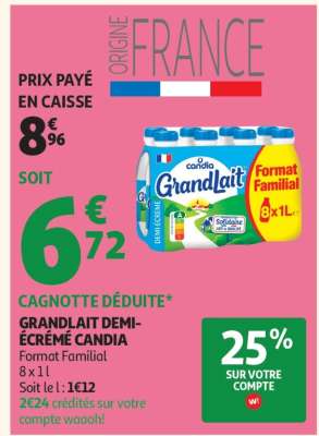 Grandlait Demi-Écrémé Candia