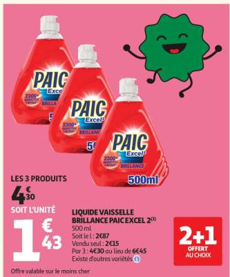 LIQUIDE VAISSELLE BRILLANCE PAIC EXCEL 2