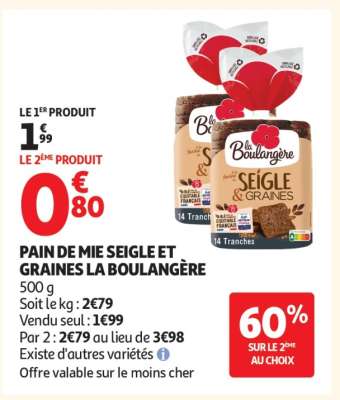 PAIN DE MIE SEIGLE ET GRAINES LA BOULANGÈRE