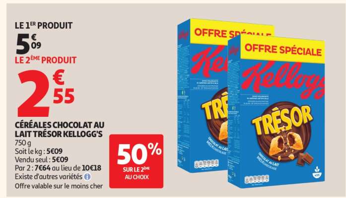 CÉRÉALES CHOCOLAT AU LAIT TRÉSOR KELLOGG'S