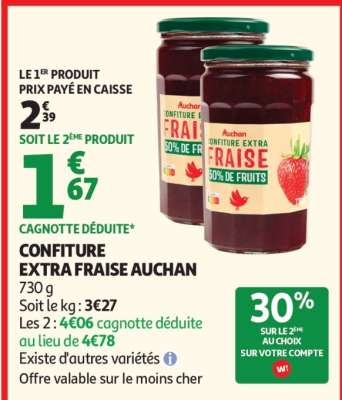 Confiture Extra Fraise Auchan