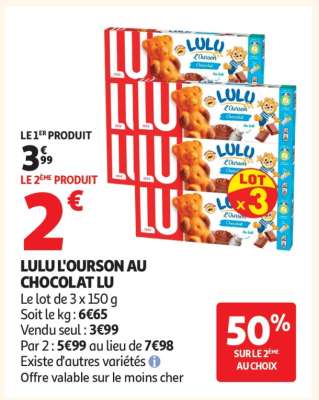 Lulu L'ourson Au Chocolat Lu