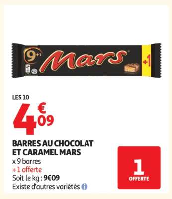 BARRES AU CHOCOLAT ET CARAMEL MARS