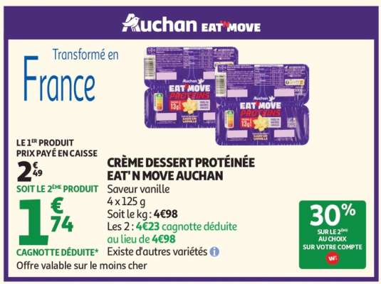 CRÈME DESSERT PROTÉINÉE EAT'N MOVE AUCHAN